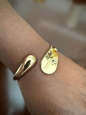 Gold-Tone Open Cuff Hinge Bracelet